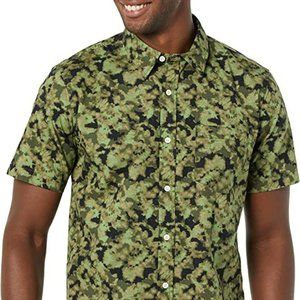Goodthreads Men's Standard-Fit Short-Sleeve Stretch Poplin Shirt, Blurred Camo